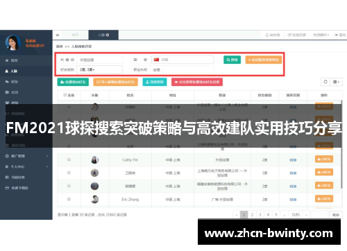FM2021球探搜索突破策略与高效建队实用技巧分享